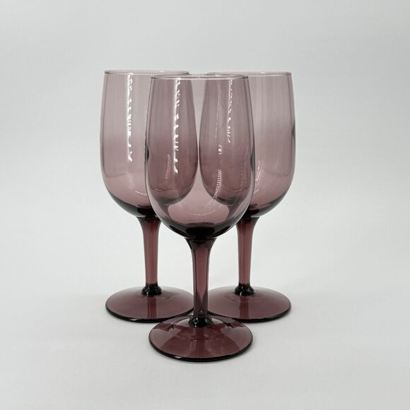 Libbey Purple Wine Glasses Set Of 3 - Vintage Style With Elegant Stemware For Co - Picture 4 of 7